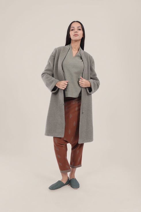 Short coat in furry wool blend